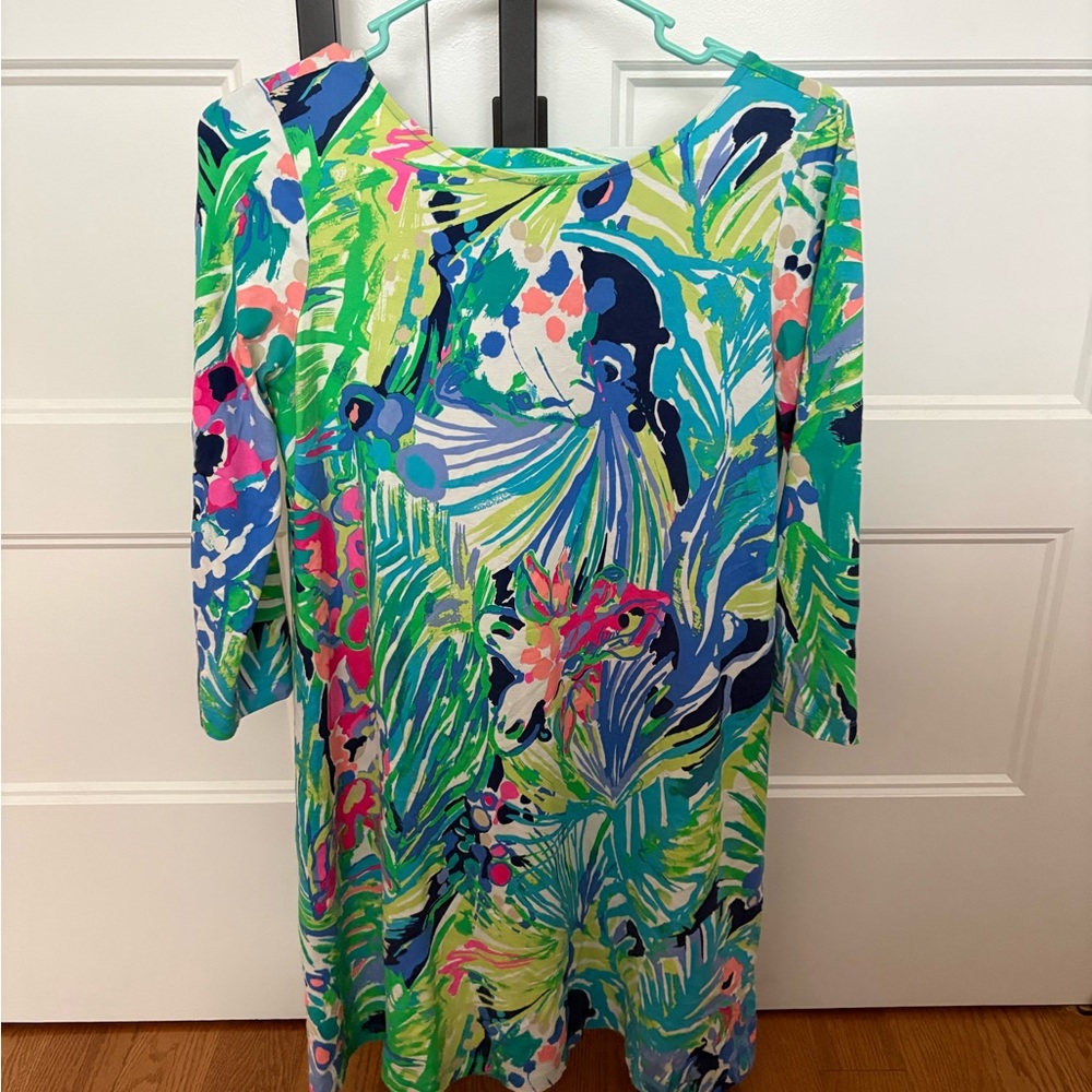 Lilly Pulitzer Vibrant Green and Blue Long Sleeve Dress